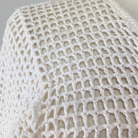 Vintage Norton McNaughton White Crochet Cardigan Small Whimsy Fairy Boho Peasant - Picture 4 of 11